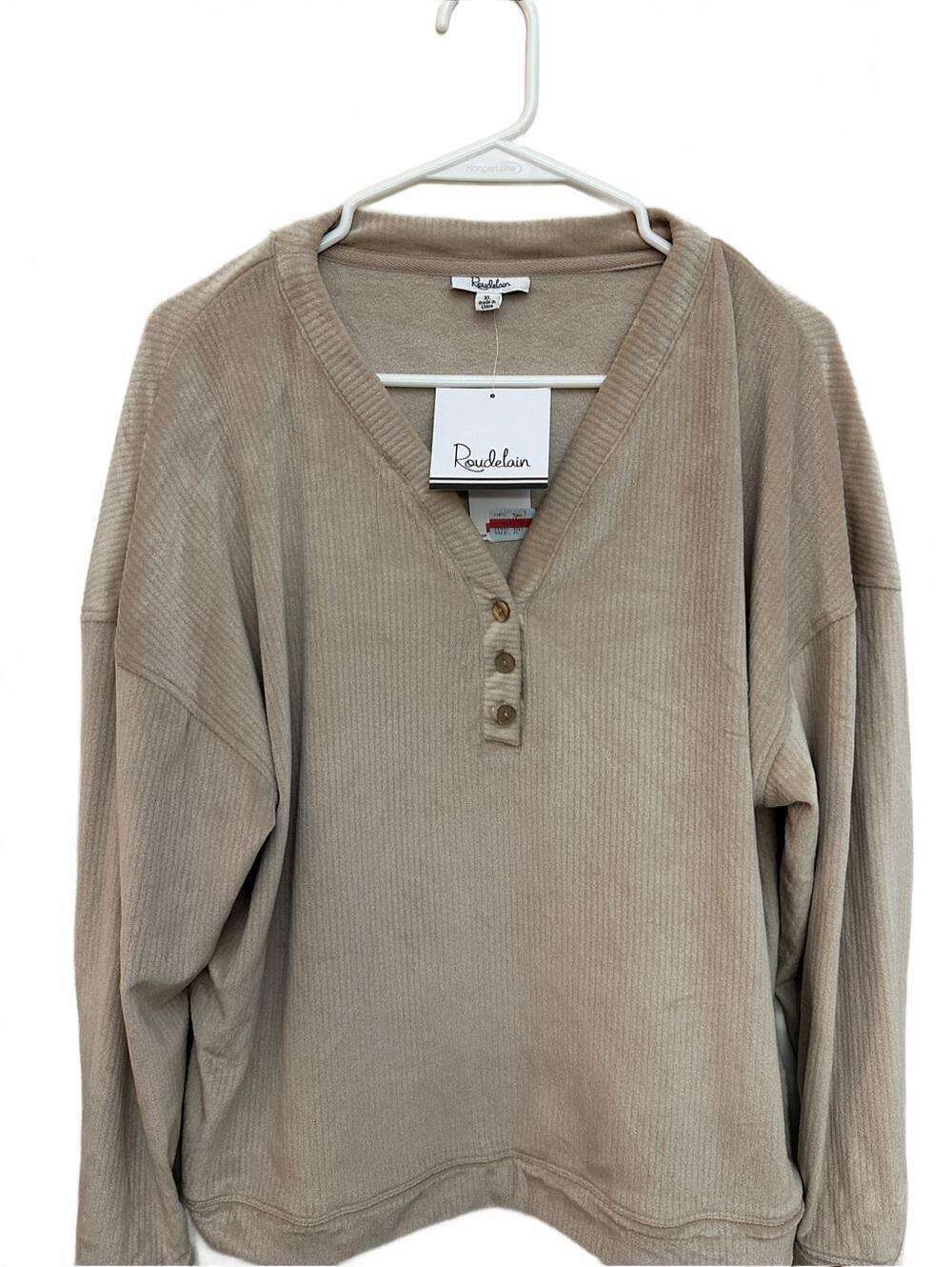Roudelain Taupe Pajama Set Women’s L, or XL